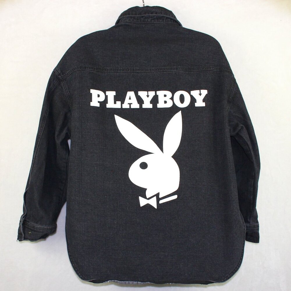 Playboy Denim Button Up Jacket Women Large